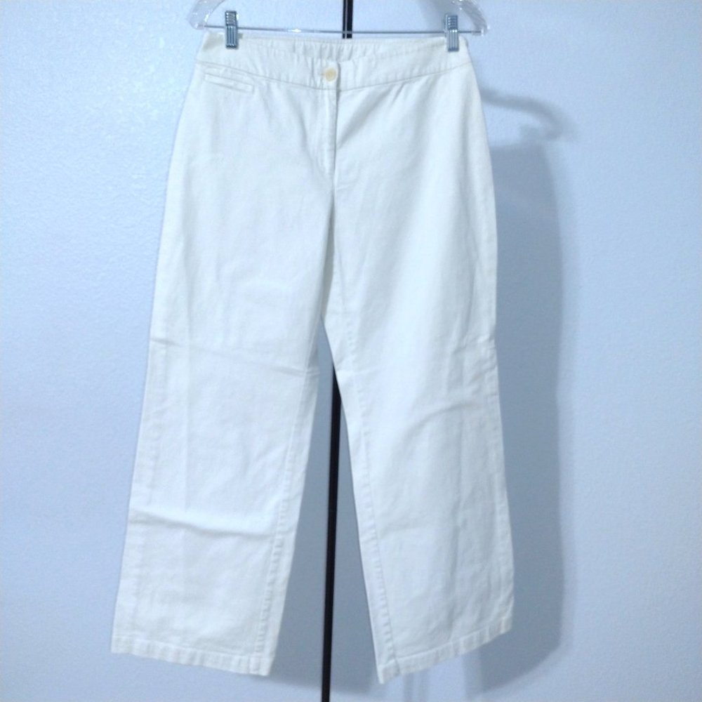 Eileen Fisher | Sz: 6 | Off White Cotton Blend Wide Leg Pants | Classy S…